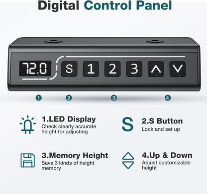 Electric Standing Desk 48 x 24 Inch Adjustable Height Electric with 3 Memory Controller