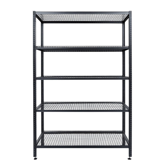Tulpex 5-Tier Carbon Steel Wire Shelving Rack - Heavy Duty Adjustable Storage Organizer for Garage, Pantry & Closet - Holds up to $1750\text{ lbs}$ - Matte Black