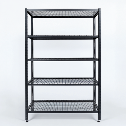 Tulpex 5-Tier Carbon Steel Wire Shelving Rack - Heavy Duty Adjustable Storage Organizer for Garage, Pantry & Closet - Holds up to $1750\text{ lbs}$ - Matte Black
