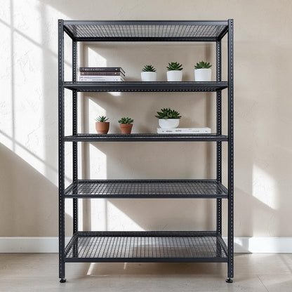 Tulpex 5-Tier Carbon Steel Wire Shelving Rack - Heavy Duty Adjustable Storage Organizer for Garage, Pantry & Closet - Holds up to $1750\text{ lbs}$ - Matte Black