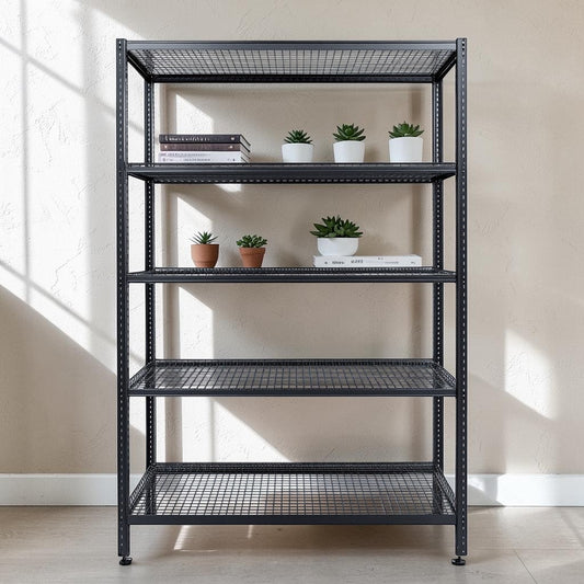 Tulpex 5-Tier Carbon Steel Wire Shelving Rack - Heavy Duty Adjustable Storage Organizer for Garage, Pantry & Closet - Holds up to $1750\text{ lbs}$ - Matte Black