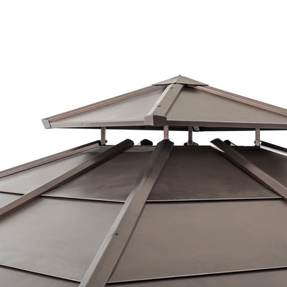 10 ft. x 10 ft. Cedar Framed Gazebo with Steel 2-Tier Hip Roof Hardtop