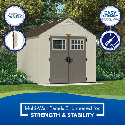 Suncast 8 x 10 ft. Metal and Resin Storage Shed, Vanilla